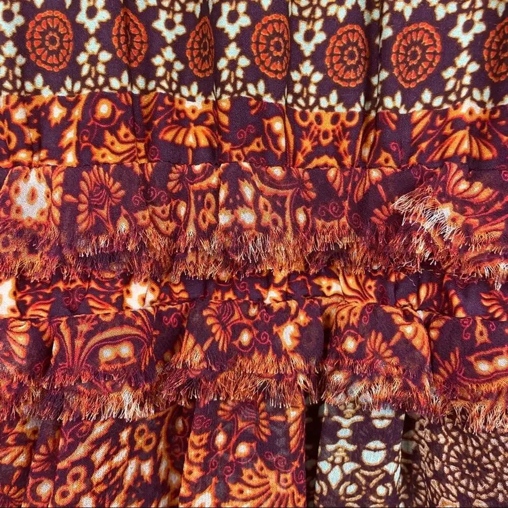 Gypsy 05 | Girih Peasant Boho Print Silk Dress - Picture 7 of 8